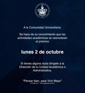 Hasta el 2 de octubre regresar&aacute; 